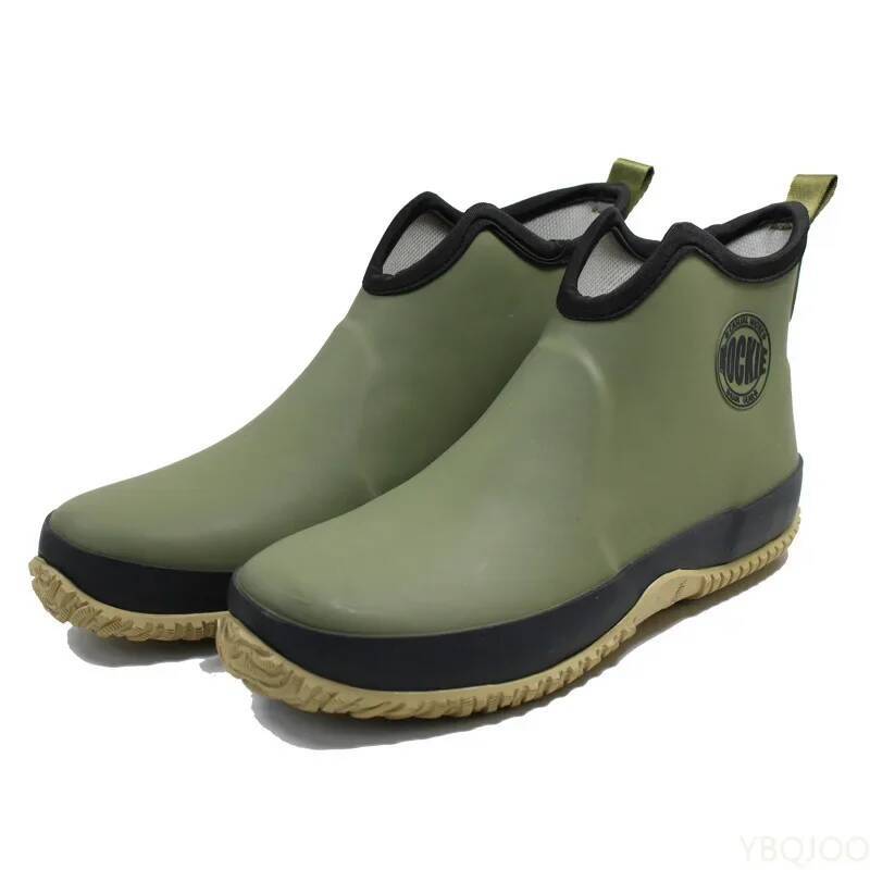 Fishing Boots - メンズ滑り止めレイン防水ラバーアンクルアウトドアレジャー釣りブーツ学生レインプラットフォーム