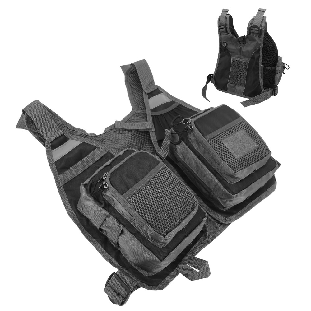 Fishing Vest - 軽量フライフィッシングベスト 調節可能なショルダーストラップ 多ポケットフィッシングベスト 通気性のあるブラックフィッシングベスト