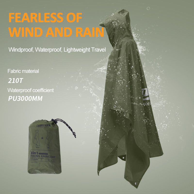 Fishing Rain Suit - 3in1屋外レインコート、フード付き長袖防水レインポンチョ、バイク用レインカバー、キャンプ、ハイキング、旅行用レインウェア、テント