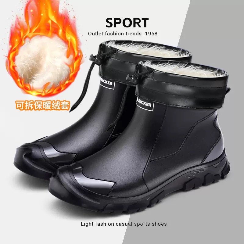 防水メンズレインシューズファッションショートソックス肥厚暖か - Fishing Boots のレビューと価格