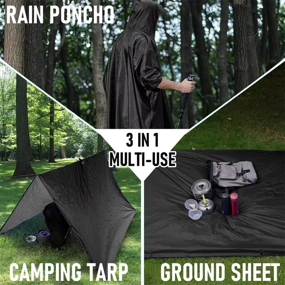 新しい3in1アウトドアレインコート、フード付き袖付き防水レ - Fishing Rain Suit のレビューと価格