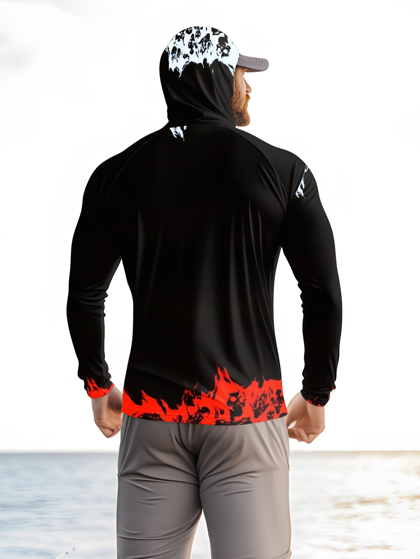 男性フード付き釣りシャツ長袖釣り服釣り t シャツ uv 保 - Fishing Shirt Uv Protection のレビューと価格