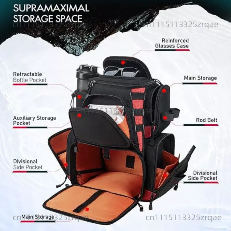 釣り道具用バックパック 大型屋外収納付き釣り道具バッグ 保護 - Fishing Backpack のレビューと価格