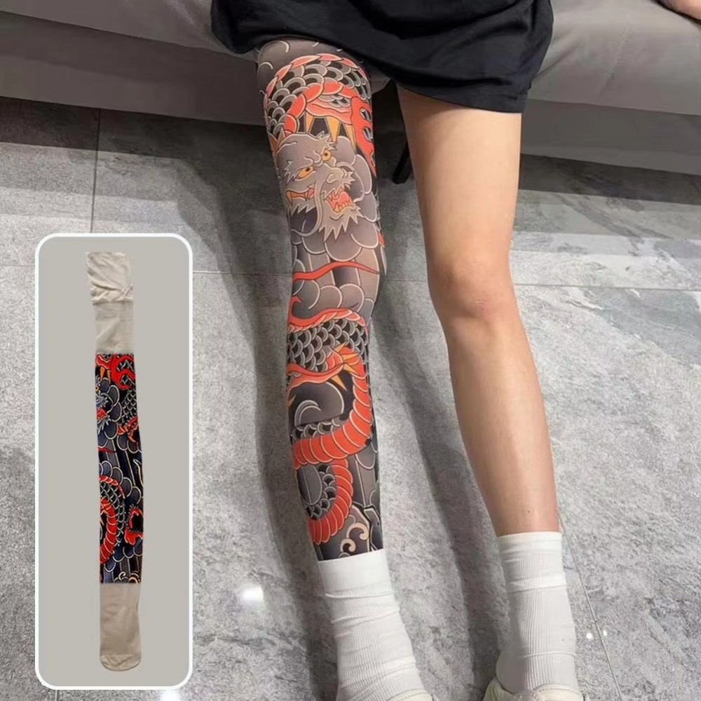 新しいフルレッグフェイクタトゥーソックスプリントタイツ日焼け - Fishing Socks のレビューと価格