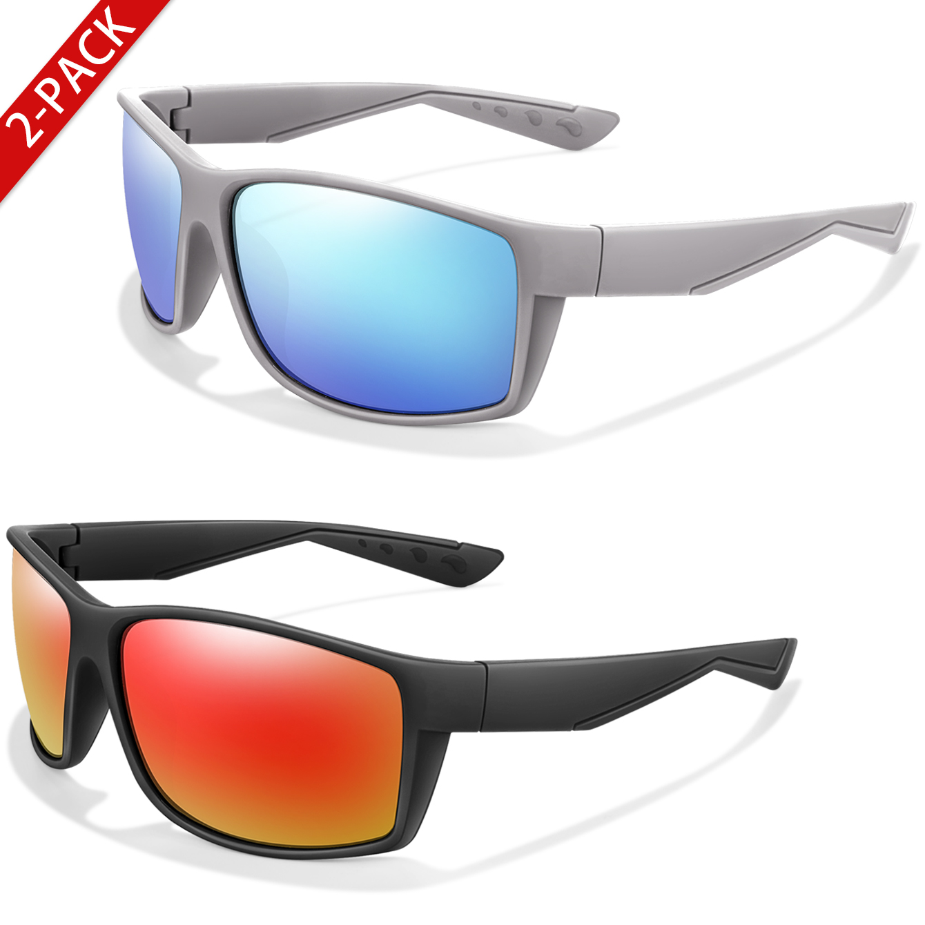 2 パック偏光サングラス UV 保護クラシックスタイルフィッ - Fishing Sunglasses Polarized のレビューと価格