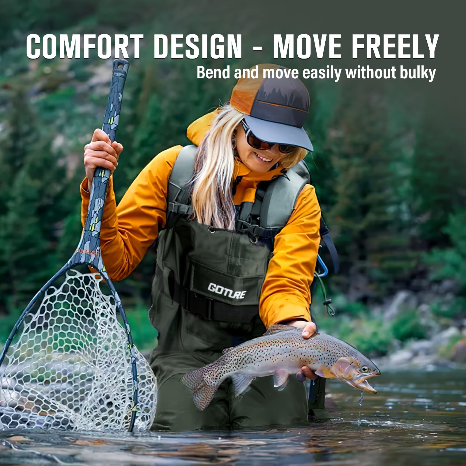 Goture 軽量チェストウェーダー ブーツフット付き 調節 - Fishing Waders のレビューと価格
