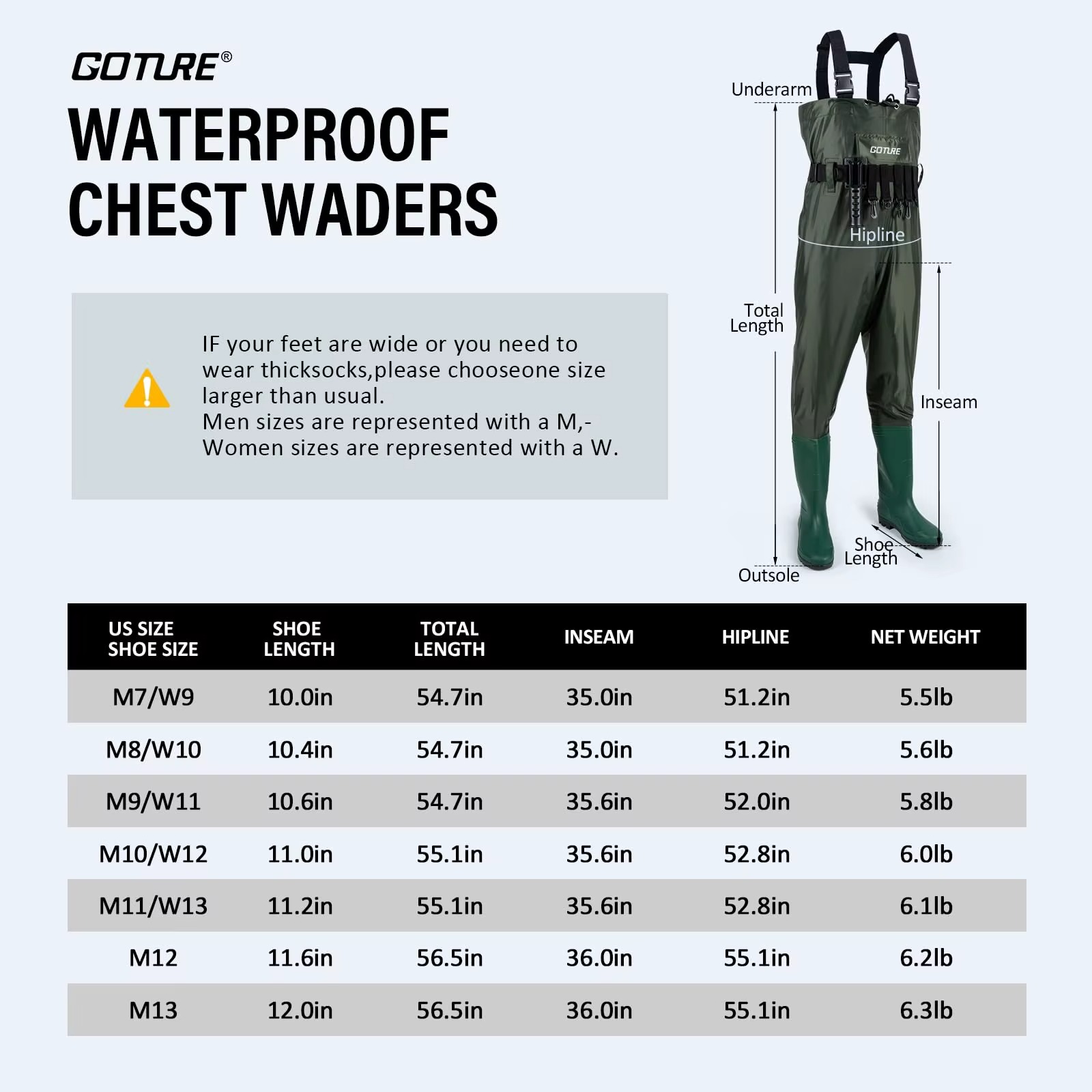 Goture 軽量チェストウェーダー ブーツフット付き 調節 - Fishing Waders のレビューと価格