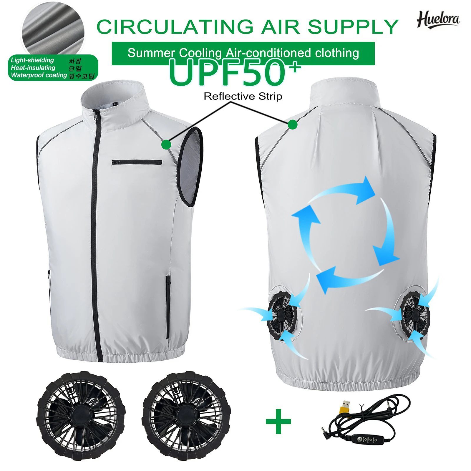 夏クールベストウェアラブル冷凍ファンベストエアコン服屋外冷却 - Fishing Vest のレビューと価格