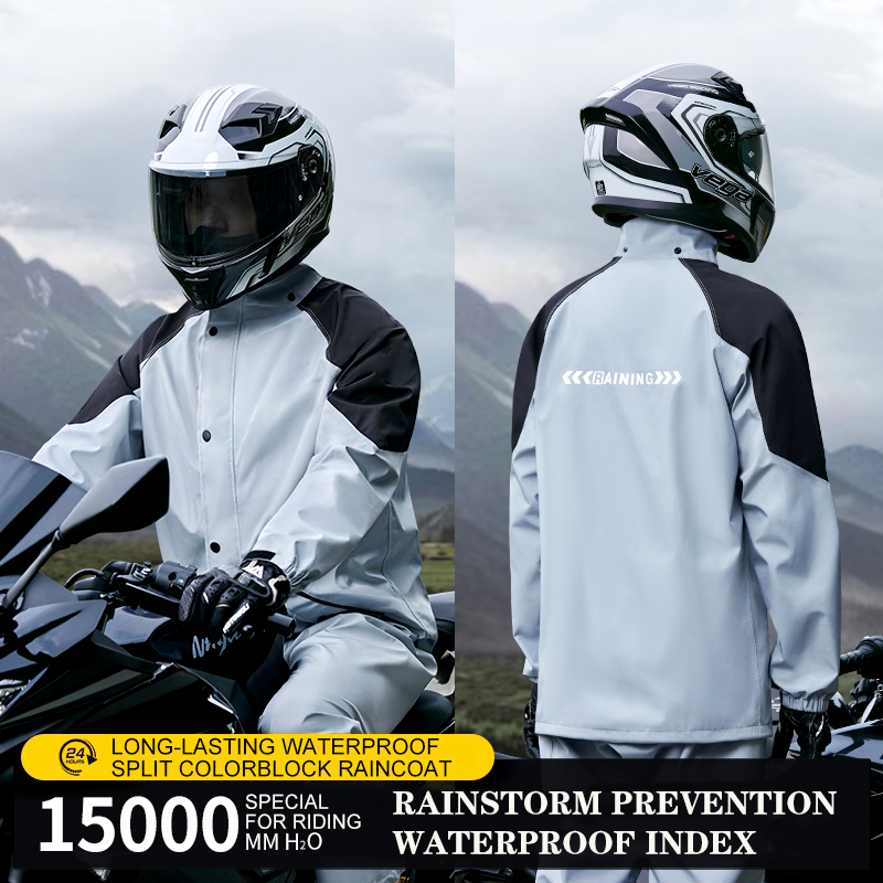 男女兼用反射材付きバイク用レインスーツ、防水透湿レインジャケ - Fishing Rain Suit のレビューと価格