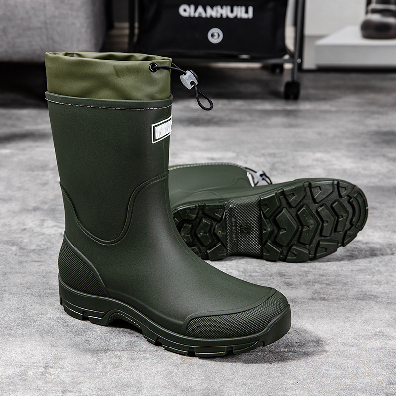 男女兼用厚底耐摩耗性ゴム靴、ミッドカーフ防水滑り止め釣り・建 - Fishing Boots のレビューと価格